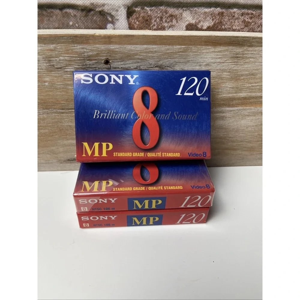 Sony 8mm MP 120 Min Video Cassette Tape P6‑120MP – NEW Sealed – Lot of 3